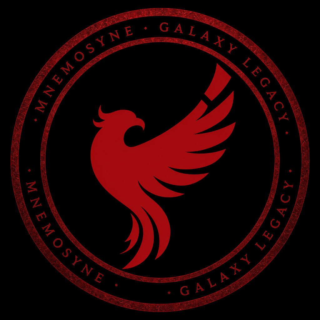 Final crimson metallic Phoenix badge for MNEMOSYNE